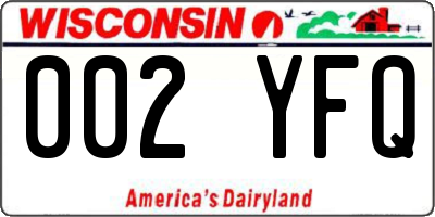 WI license plate 002YFQ
