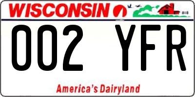 WI license plate 002YFR