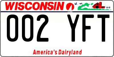 WI license plate 002YFT