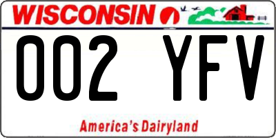 WI license plate 002YFV