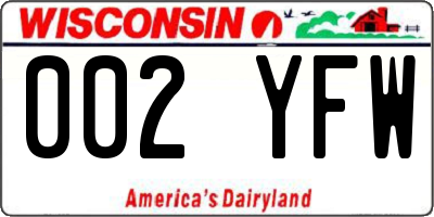 WI license plate 002YFW