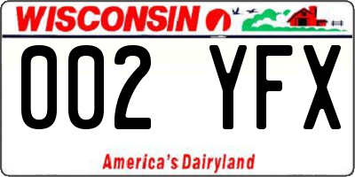 WI license plate 002YFX