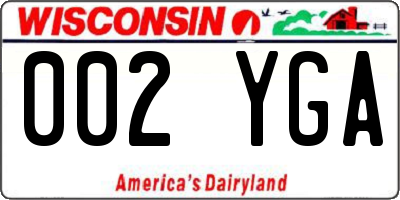 WI license plate 002YGA
