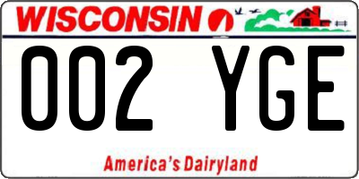 WI license plate 002YGE
