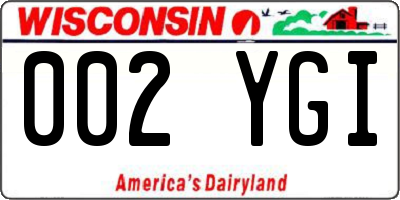 WI license plate 002YGI