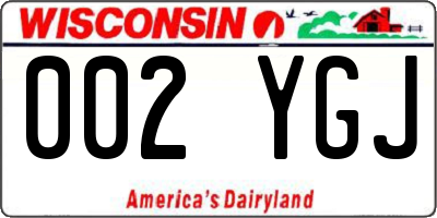 WI license plate 002YGJ