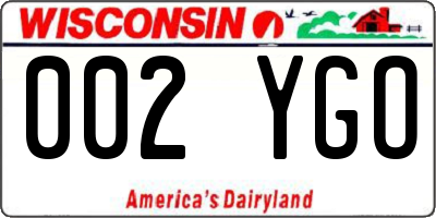 WI license plate 002YGO