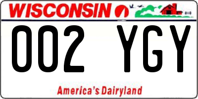 WI license plate 002YGY