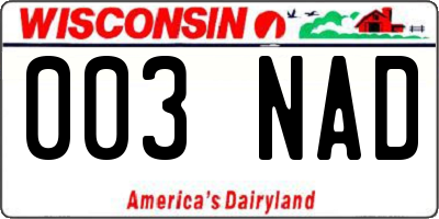WI license plate 003NAD