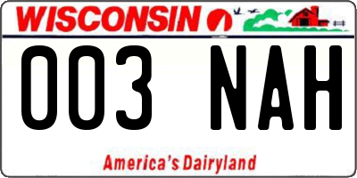 WI license plate 003NAH