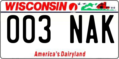 WI license plate 003NAK