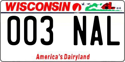 WI license plate 003NAL