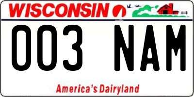 WI license plate 003NAM