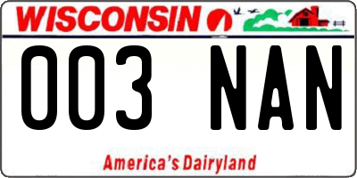 WI license plate 003NAN