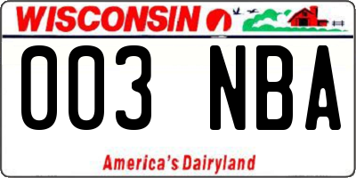 WI license plate 003NBA