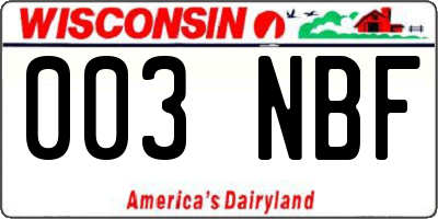 WI license plate 003NBF