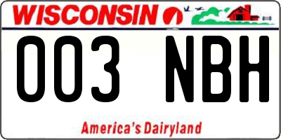 WI license plate 003NBH