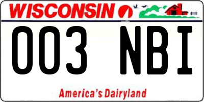 WI license plate 003NBI