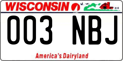 WI license plate 003NBJ
