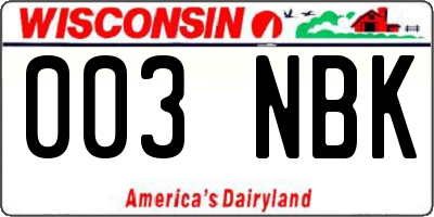 WI license plate 003NBK