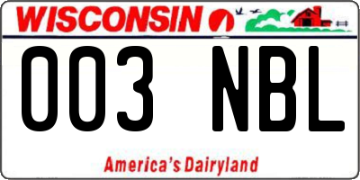 WI license plate 003NBL