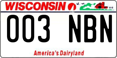WI license plate 003NBN