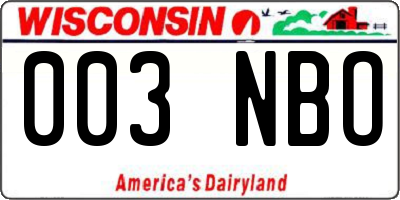 WI license plate 003NBO
