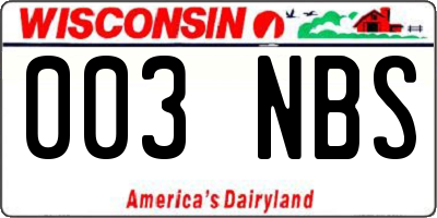 WI license plate 003NBS
