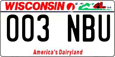 WI license plate 003NBU