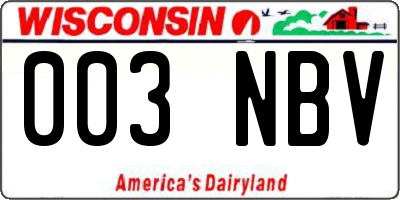 WI license plate 003NBV