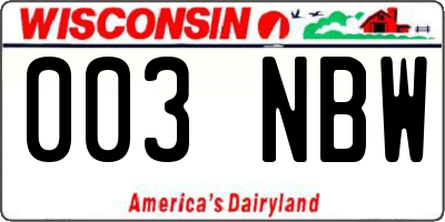 WI license plate 003NBW