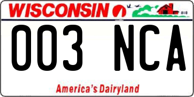 WI license plate 003NCA