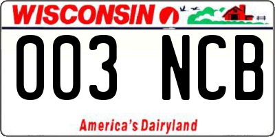 WI license plate 003NCB