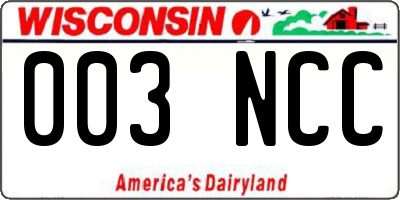 WI license plate 003NCC