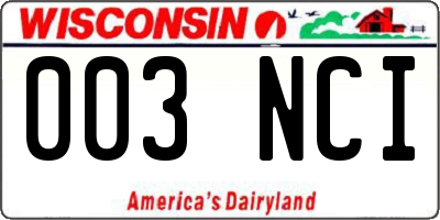 WI license plate 003NCI