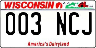 WI license plate 003NCJ