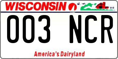 WI license plate 003NCR