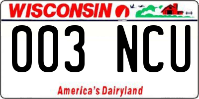 WI license plate 003NCU