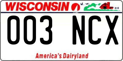 WI license plate 003NCX