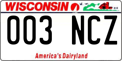 WI license plate 003NCZ
