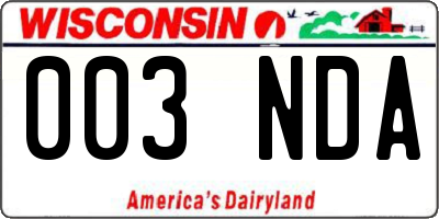 WI license plate 003NDA