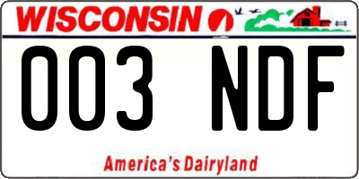 WI license plate 003NDF