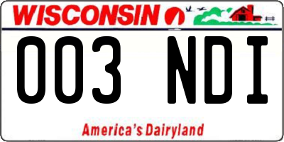 WI license plate 003NDI