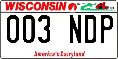 WI license plate 003NDP