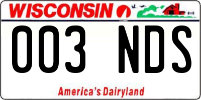 WI license plate 003NDS