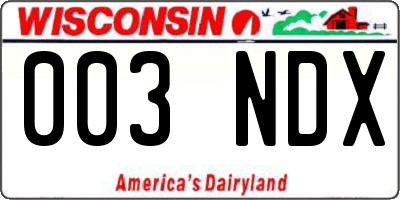 WI license plate 003NDX