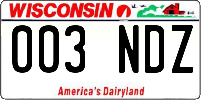 WI license plate 003NDZ