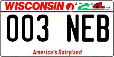 WI license plate 003NEB
