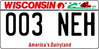 WI license plate 003NEH