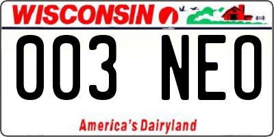 WI license plate 003NEO